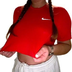 Red Nike dri fit cropped t-shirt
